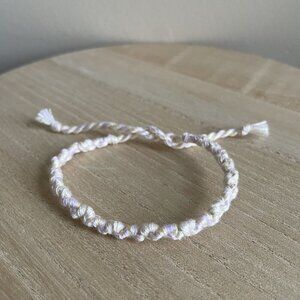 Nori Woven Cotton Friendship Bracelet Adjustable White Lavender Women Handmade